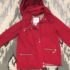 Abercrombie Red Rain Jacket, Size M